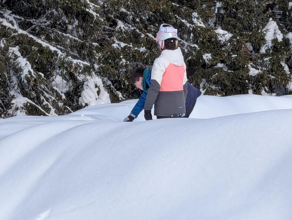 Kinder spielen im Schnee
